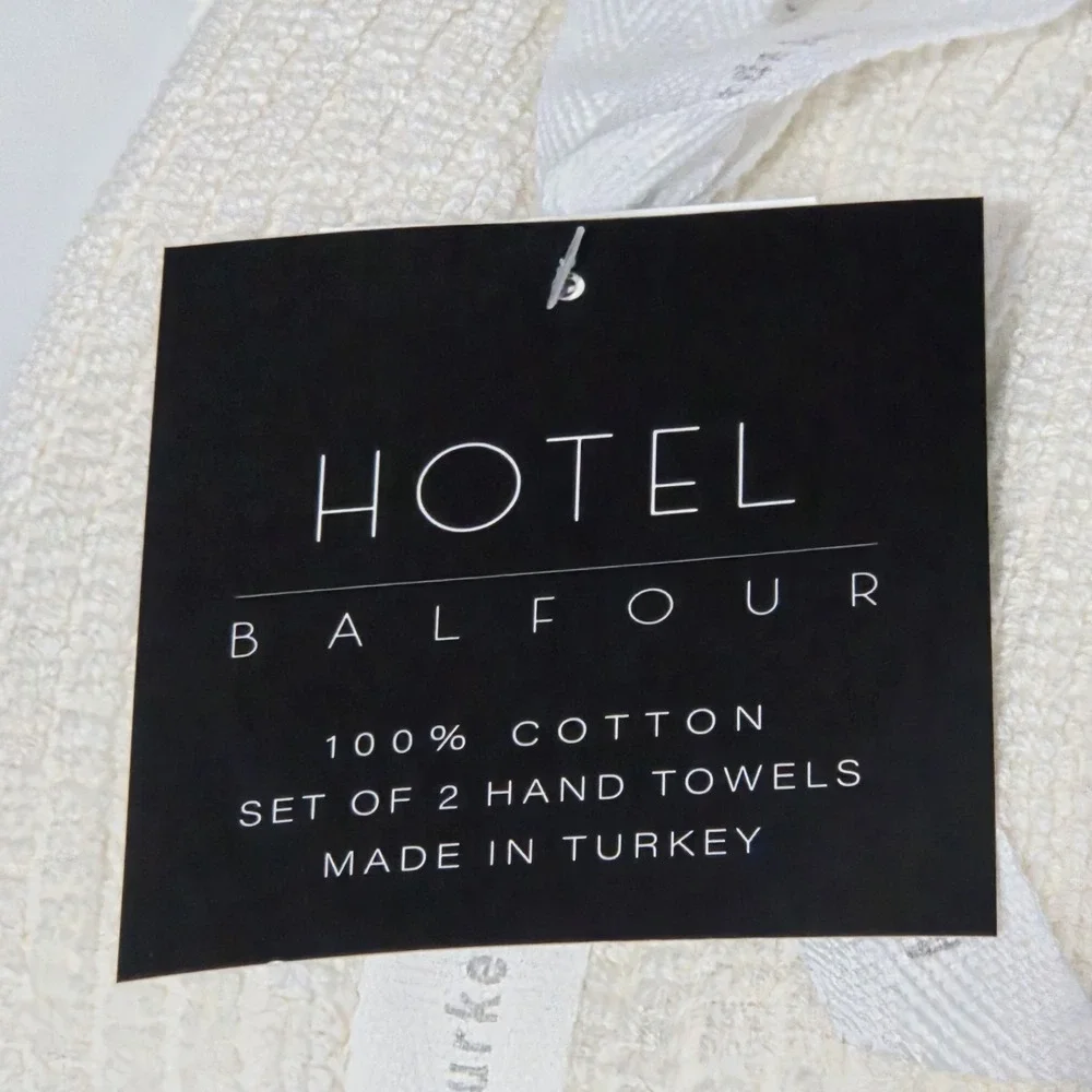 Hotel Balfour 4pc Cream And Taupe Turkish Cotton Towel Set 2 Bath 2 Hand Japandi